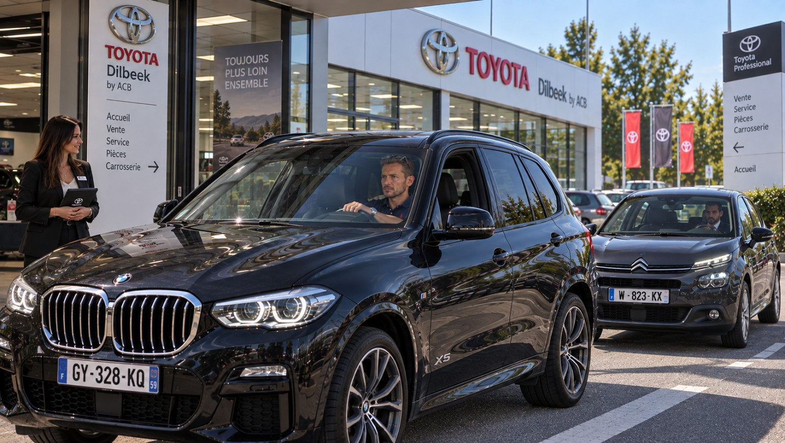 Environnement automobile premium avec véhicules prêts à être pris en charge
